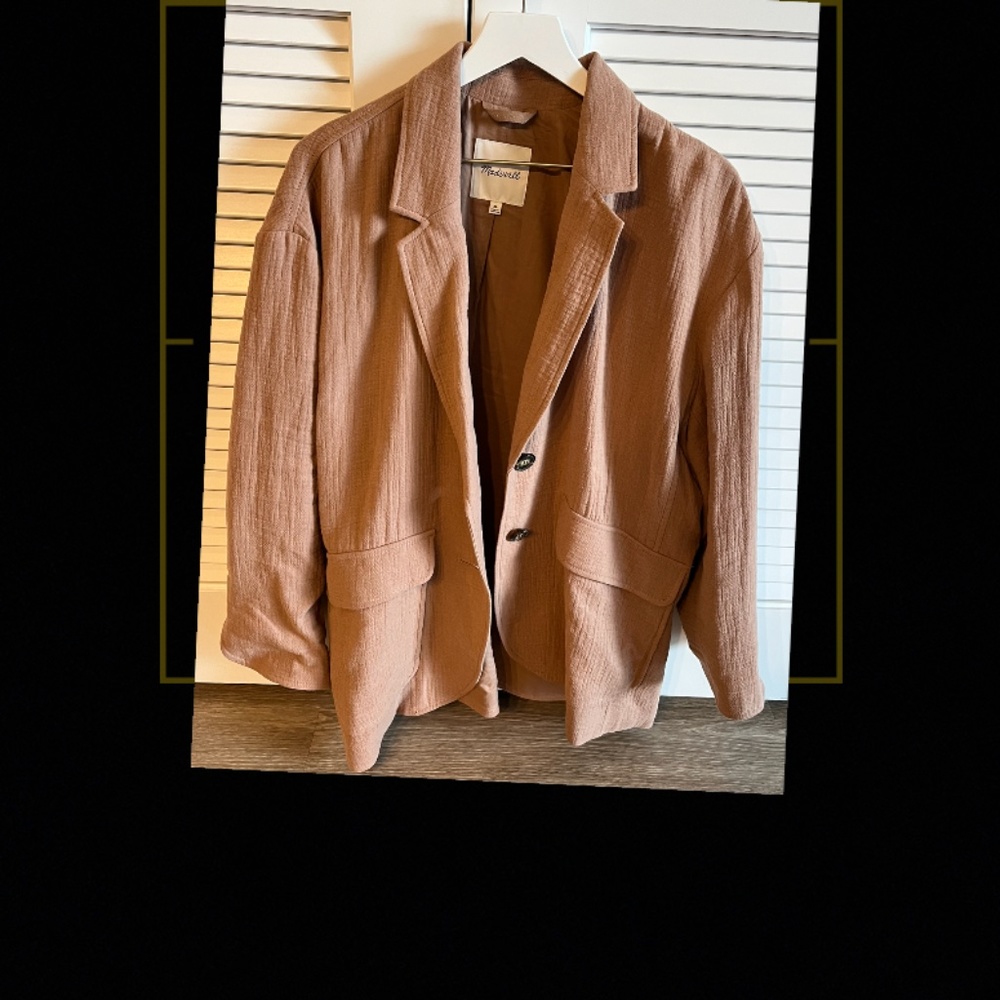 Madewell Relaxed Cotton & Linen Larsen Blazer in Faded Earth